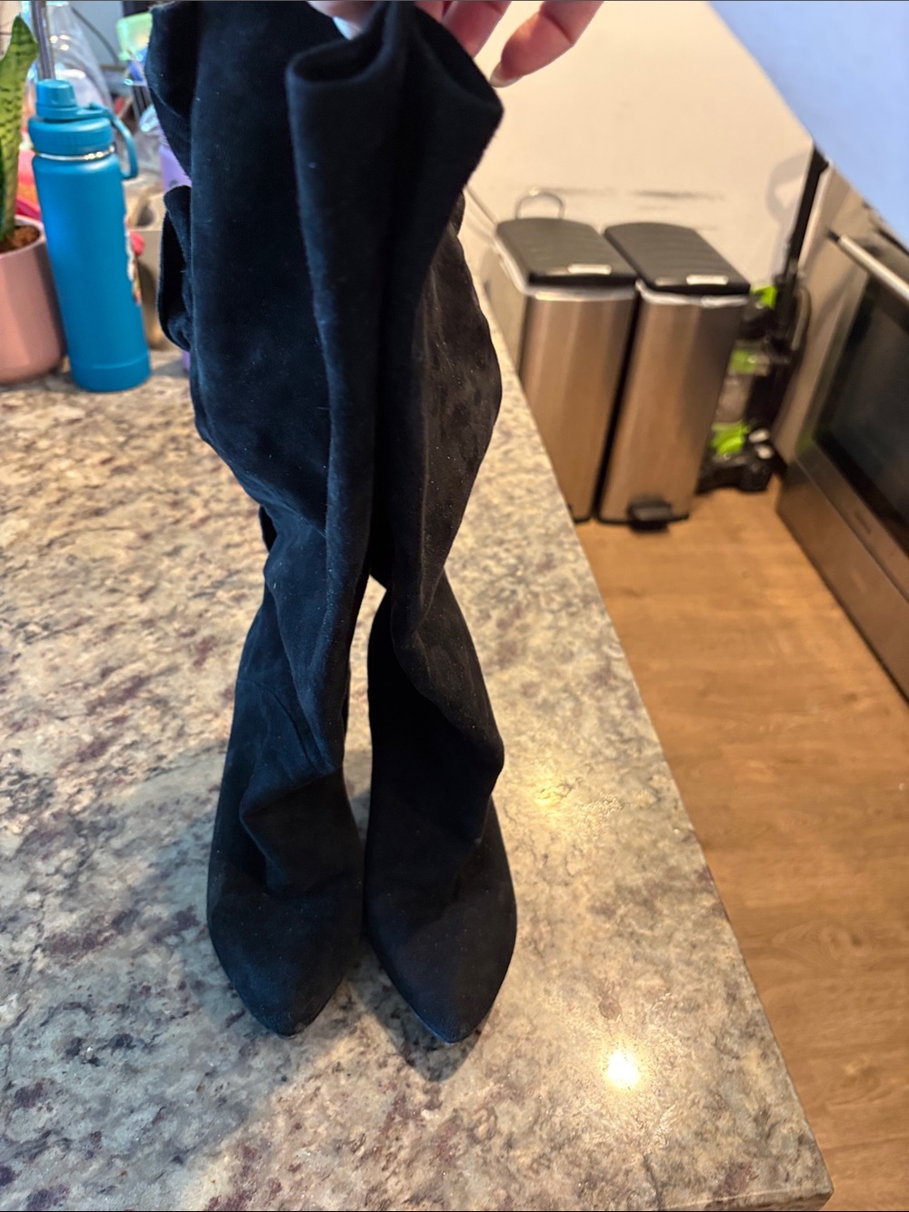 Marc by Marc Jacobs Black Suede Over-the-Knee Pointed Boots